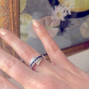 14K White Gold Sapphire & Diamond Ring